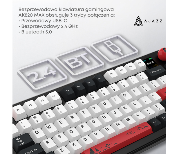 Ajazz AK820 MAX Avocado Switch Black Gray RGB z ekranem - 1536370 - zdjęcie 9